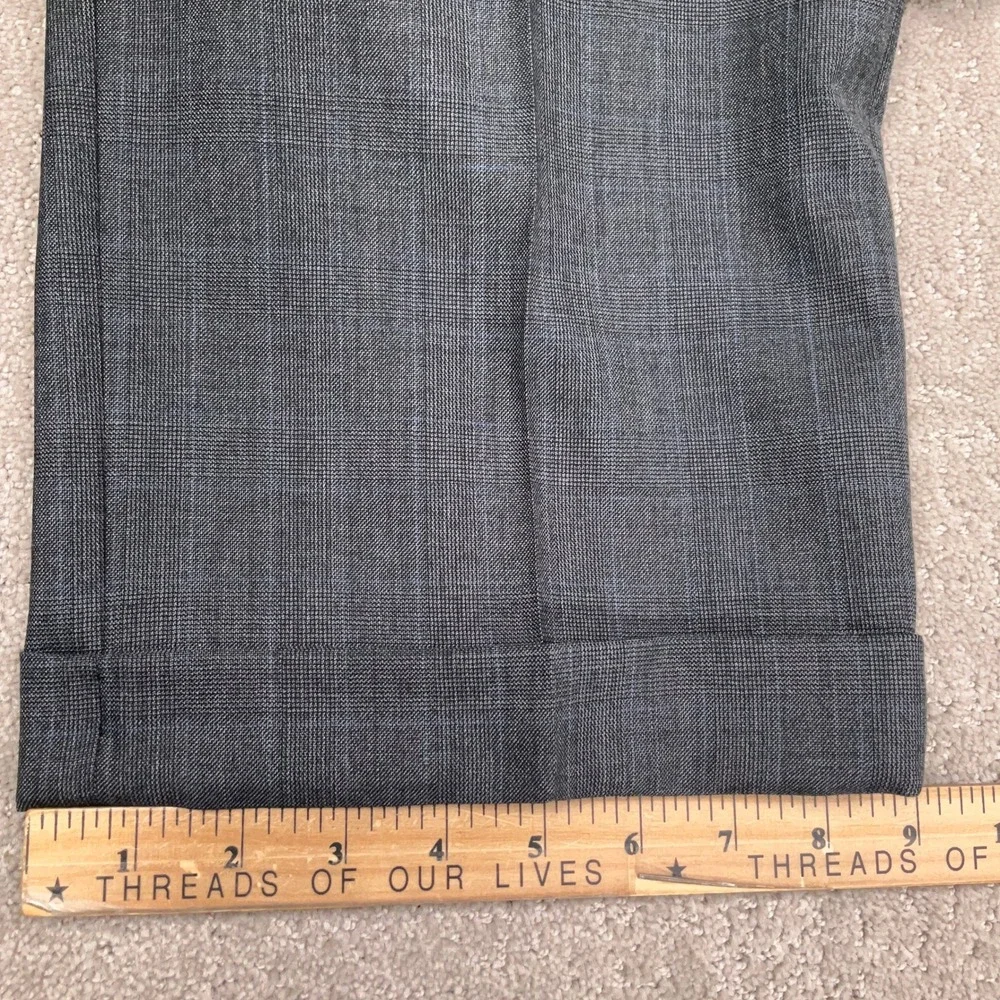 Jos A Bank Suit Mens 44L Charcoal Gray Blue Glen Plaid Tailored Traditional Wool
